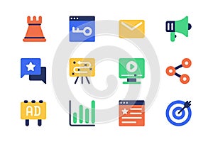 Marketing concept of web icons set in simple flat design.