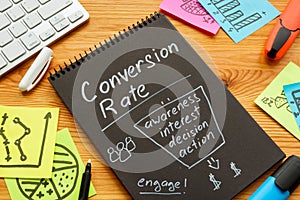 Marketing conversion rate for advertising and plan. photo