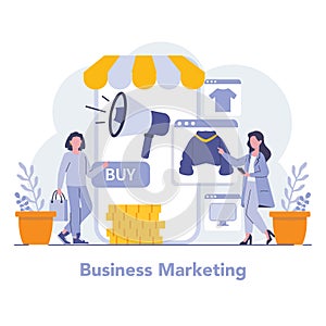 Marketing and customer focus concept. Flat vector illustration.