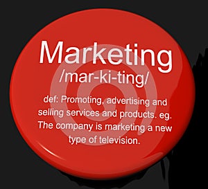 Marketing Definition Button Showing Promotion Sales And Advertis