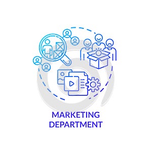 Marketing department blue gradient concept icon