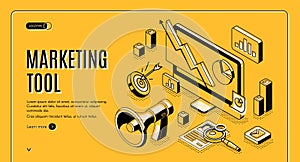 Marketing e-commerce, data analysis tool banner.