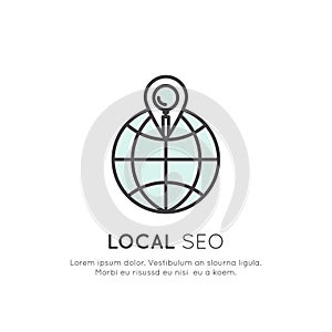 Marketing and Finance, Business Vision, Investment, Local SEO, Geo Tag, Proximity Concept photo