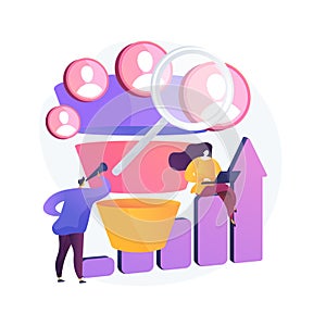 Marketing funnel abstract concept vector illustration.