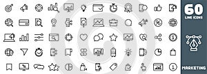 Marketing Icons Pack. Business icons. Paper work icons. Thin line icons set. Flat icon collection set. Simple vector icons