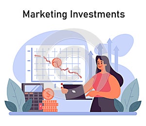 Marketing Investments concept. Flat vector illustration