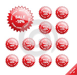 Market discount sale off percent 10 20 25 30 33 40 50 60 70 80 90 100 110 price tag sticker star save coupon savings offer money photo