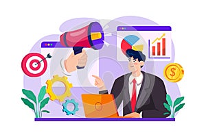 Marketing Manager Illustration concept on white background