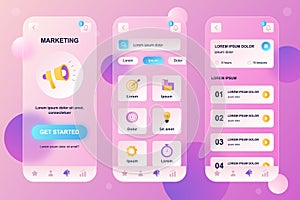Marketing neumorphic elements kit for mobile app