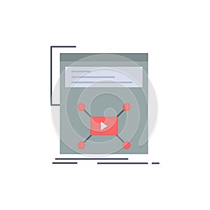 Marketing, page, video, web, website Flat Color Icon Vector