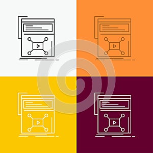 Marketing, page, video, web, website Icon Over Various Background. Line style design, designed for web and app. Eps 10 vector