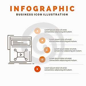 Marketing, page, video, web, website Infographics Template for Website and Presentation. Line Gray icon with Orange infographic