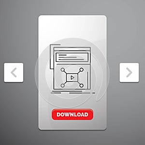 Marketing, page, video, web, website Line Icon in Carousal Pagination Slider Design & Red Download Button