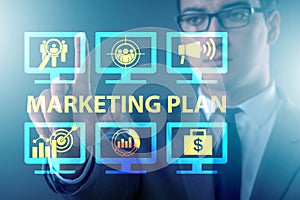 Marketing plan concept illustration with businessman