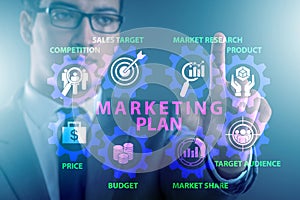 Marketing plan concept illustration with businessman