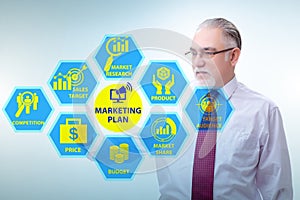 Marketing plan concept illustration with businessman