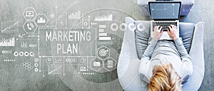 Marketing Plan with man using a laptop