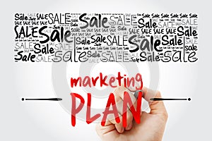 Marketing Plan word cloud collage, business concept background