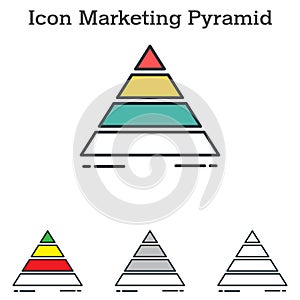 Marketing Pyramid flat icon design for infographics and businesses