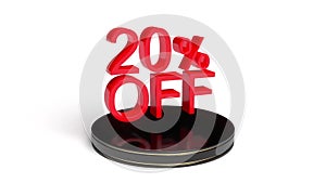 Marketing Red 20 percent off on black podium able to loop endless