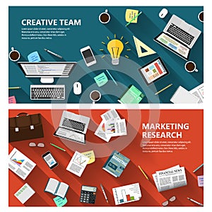 Marketing research and creative team concept