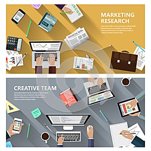 Marketing research and creative team concept