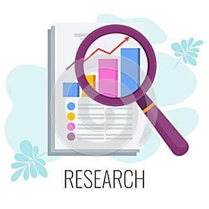 Marketing research icon. Flat vector illustration on white background.