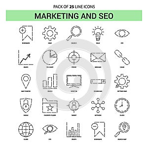 Marketing and SEO Line Icon Set - 25 Dashed Outline Style