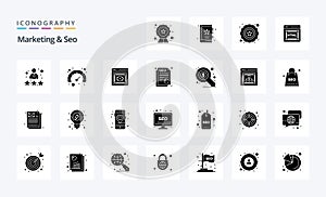 25 Marketing And Seo Solid Glyph icon pack