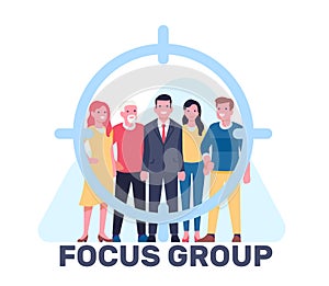 Marketing social focus group. People standing in crosshairs. Community business research. Customer audience. Sociology