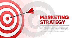 Marketing Strategy concept. Targeting the business. Realistic 3d design red target and arrows. Vector illustration.
