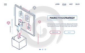 Marketing strategy - line design style isometric web banner