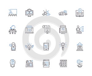 Marketing strategy outline icons collection. Brand, Promotion, Advertising, Targeting, Positioning, Segmentation photo