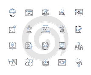 Marketing strategy outline icons collection. Brand, Promotion, Advertising, Targeting, Positioning, Segmentation photo