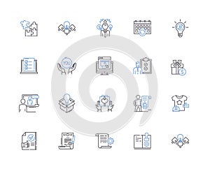 Marketing strategy outline icons collection. Brand, Promotion, Advertising, Targeting, Positioning, Segmentation photo