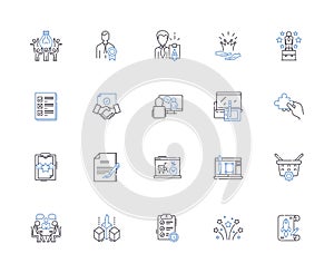 Marketing strategy outline icons collection. Brand, Promotion, Advertising, Targeting, Positioning, Segmentation photo
