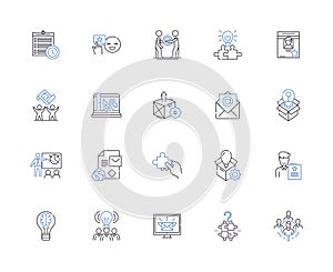 Marketing strategy outline icons collection. Brand, Promotion, Advertising, Targeting, Positioning, Segmentation photo