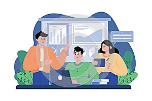 Marketing Team Discussing Marketing Strategy Illustration