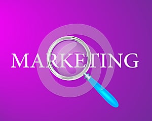 Marketing Text focused with Magnifying Glass Vector