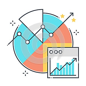 Marketing trend related color line vector icon, illustration