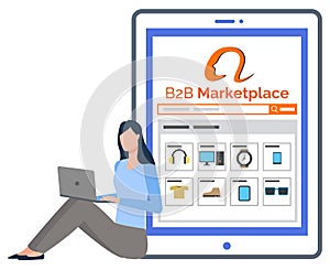 Marketplace Online, Logistics Worldwide, Pc Vector