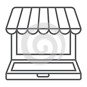 Marketplace online thin line icon, e commerce