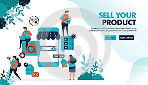 Marketplace platform for selling with smartphone. Create shop or business with a mobile system. Online internet promotion