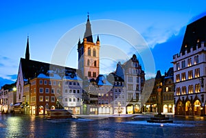 Marketplace and St. Gangolf Church in Trier, Germany