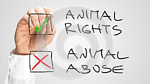 Marking Check Boxes for Animal Rights and Abuse photo