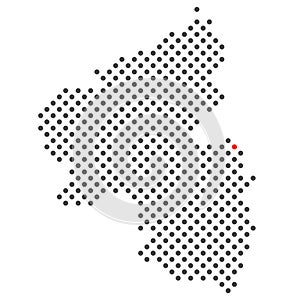 Marking of city Mainz in Germany on dotted map of federal State Rheinland-Pfalz