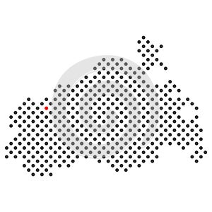 Marking of city Wismar in Germany on dotted map of federal State Mecklenburg-Vorpommern