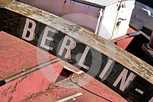 Marking the home port of a ship with the lettering Berlin