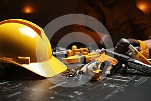 Marking International Workers Day, engineer tools exemplify skill and global dedication photo