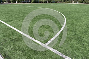 Marking on a modern stadium with artificial turf. School stadium